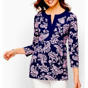 Talbots boho pink and navy tunic.